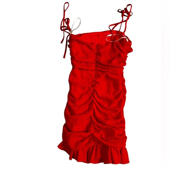 Lovers + Friends Revolve Amy Cherry Red Ruched Mini Dress Size XS - Picture 11 of 15